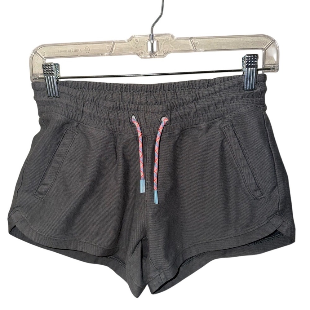 Athleta Girl Gray All Play Farallon Shorts Elastic Waist Drawstring Size L 12